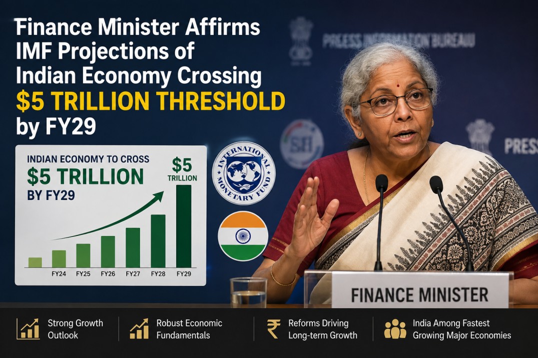 Finance Minister Affirms IMF Projections of Indian Economy Crossing $5 Trillion Threshold by FY29